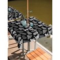 thumbnail image 2 of Outdoor Tablecloth with Umbrella Hole for Patio/Picnic/Party/Camping, Black Cat Waterproof Table Cloth Square Cover Washable, Vintage Striped Geometric Abstract (54"x 54"), 2 of 8