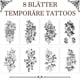 thumbnail image 4 of Tatuaje de rosa, 8 hojas de tatuajes temporales, tatuajes para adultos, tatuaje de flores, tatuaje falso para mujeres, regalo de decoración, tatuaje de brazo para festival (flores grandes), 4 of 7