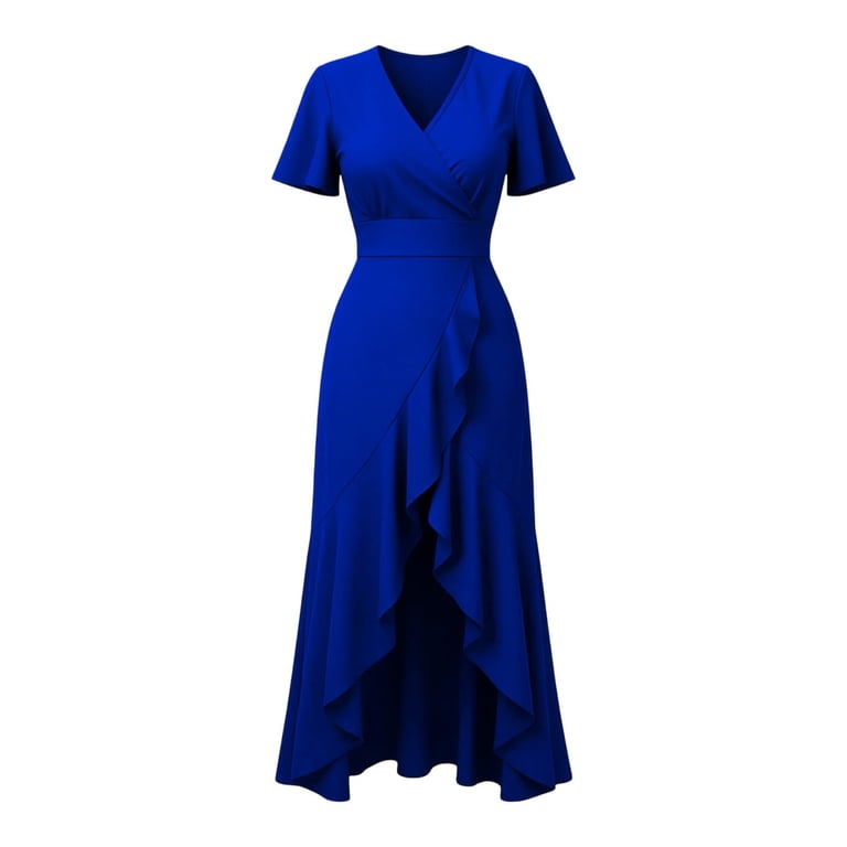 Womens Dress Semi Formal Wedding Guest Wrap Midi Dresses Summer Western A Line High Low Ruffled Dress, Wedding Guest Dress(Blue,XXL) - Walmart.com Womens Dress Semi Formal Wedding Guest Wrap Midi Dresses Summer Western A Line High Low Ruffled Dress, Wedding Guest Dress(Blue,XXL) - Walmart.com