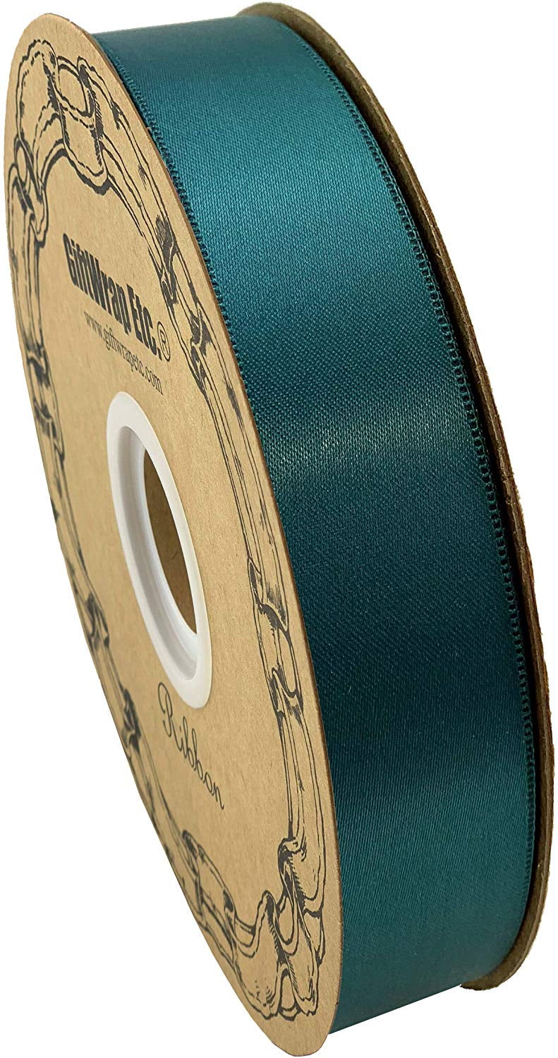 Teal Satin Fabric Decorative Ribbon 1" x 100 Yards, Holiday Decor