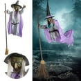thumbnail image 4 of SXcggal 6FT Halloween Flying Witch Outdoor Hovering Witch Holding Sweeper Props Animated Hovering Witch Home Halloween Decoration Practical Basic Sculptures Statues For Garden, 4 of 9