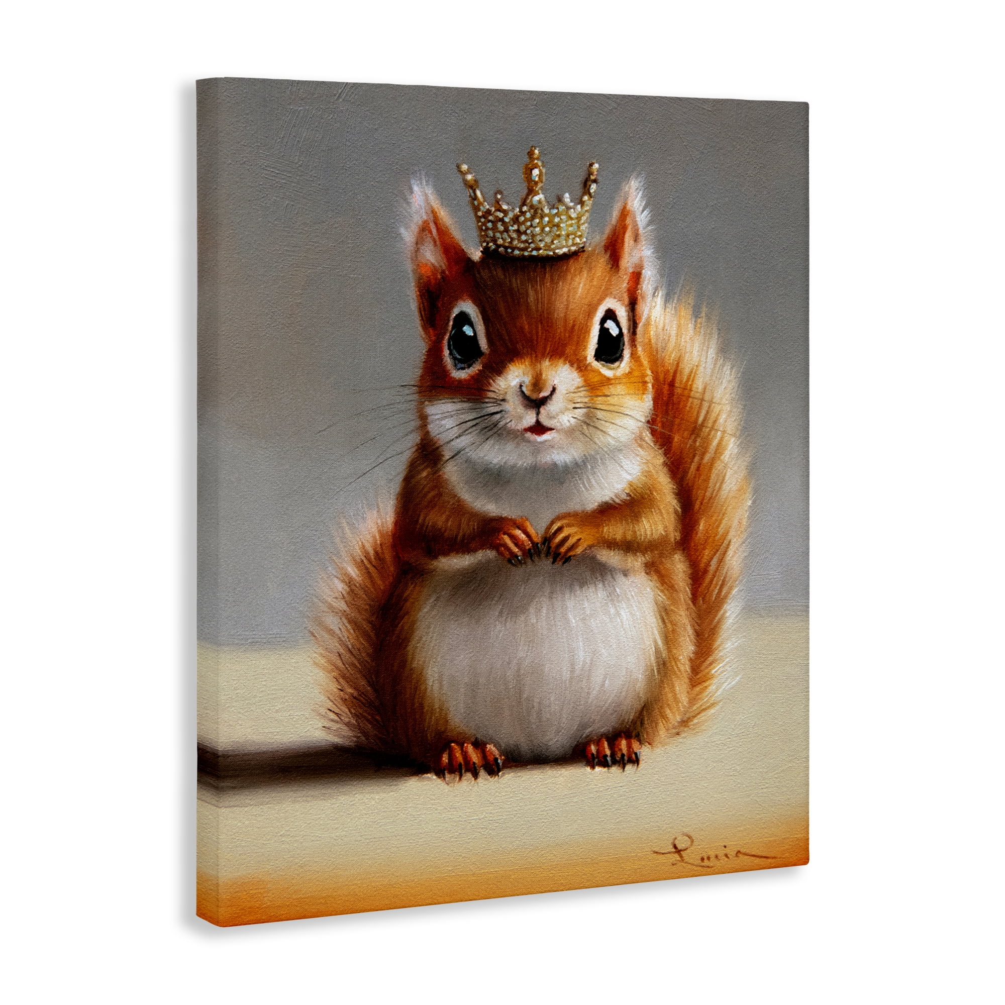 Fancy Crowned Squirrel Canvas Wall Art, design by Lucia Heffernan