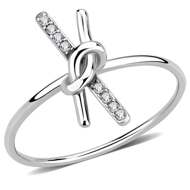 Alamode DA313-9 Bague en Acier Inoxydable Sans Placage pour Femmes avec CZ de Qualité AAA en Transparent - Taille 9
