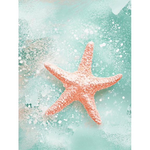 Pink Starfish Beach Ocean Wall Art Canvas Print，Suitable for Living Room Bedroom Bathroom Kitchen Office and Nursery Decor