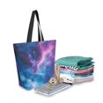 thumbnail image 2 of FORMRS Womens Canvas Tote Bag with Zipper Inner Pocket Shoulder Handbag, Galaxy Pattern, 2 of 7
