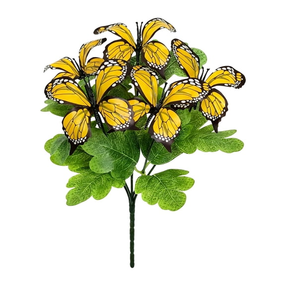Artificial Butterfly Flower Bouquet Colorful Faux Stems for Garden Patio Home Wedding Vase Decor Photo Prop,Artificial 5-Branch Butterfly Flower Bouquet,Outdoor Decor for Garden, Wedding(Orange,)