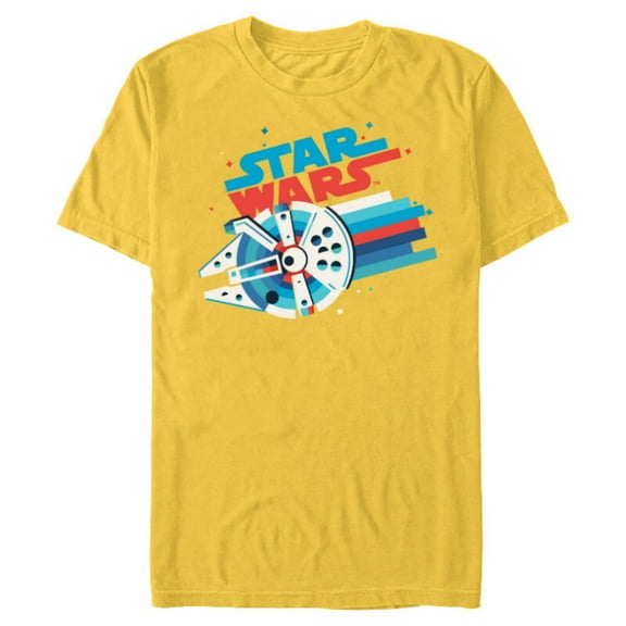 Star Wars Millennium Falcon Red White & Blue Rainbow - Short Sleeve Blended T-Shirt for Adults - Customized-Yellow