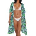 thumbnail image 3 of HELLHERO Green Camouflage Pattern Bathing Suit Cover Up High Quality Fabrics Breathable Free Size Long Kimono Swimsuit Cover Up for Women, 3 of 6