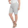 thumbnail image 5 of HDE Plus Size Bermuda Shorts Mid Rise 10" Inseam Pull On Shorts with Pockets Cool Gray 3X, 5 of 6