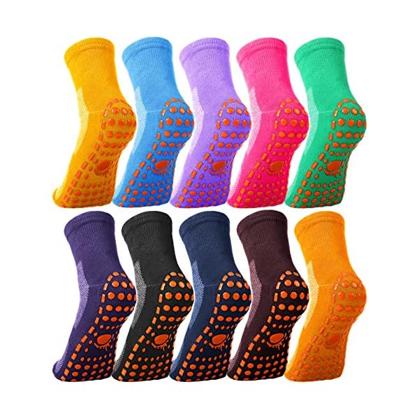 WAYAN 10 Pairs Non Slip Yoga Socks Anti Skid Sticky Grippers Sock Hospital Slipper Socks for Men Women Pilates Ballet Barre