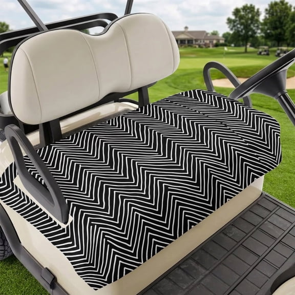 Golf Cart Seat Covers for 2 Seater,Black White Stripe Microfiber Cart Seat Towel Blanket,Modern Abstract Art Moire Striped Absorbent Breathable Non Slip Bench Seats Protector for Golf Course 51"x31"