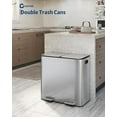 thumbnail image 2 of 2 x 10.6 Gallon Stainless Steel Double Trash Can with Lid for Kitchen, Large Dual Trash and Recycle Bin Combo, Step-on Kitchen Metal Garbage Cans, PP Inner Buckets, Liner Rim, Matte Silver, 2 of 6