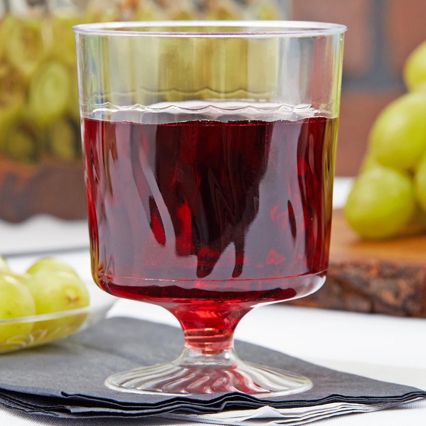Smarty 8 oz. Clear Round Disposable Plastic Pedestal Wine Glasses 240ct