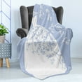 thumbnail image 4 of Bridal Shower Soft Flannel Fleece Blanket, Wedding Bride Dress with Floral Swirl Details Image Artowrk Print, Cozy Plush for Indoor and Outdoor Use, 70" x 90", Violet Blue and White, by Ambesonne, 4 of 5