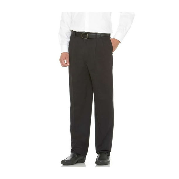 Savane - savane men's big and tall pleated performance chino pant, black, 44w x 28l - Walmart