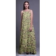 thumbnail image 2 of Bimba Beige2 Robe de Nuit Imprimée Fleurs et Feuilles Aquarelle pour Femmes Longue Robe Maxi à Bretelles Spaghetti X-Small, 2 of 5