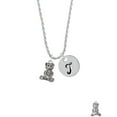 thumbnail image 2 of Delight Jewelry Antiqued Teddy Bear Silvertone Script Initial Disc - T - Charm Necklace, 20"+3", 2 of 4