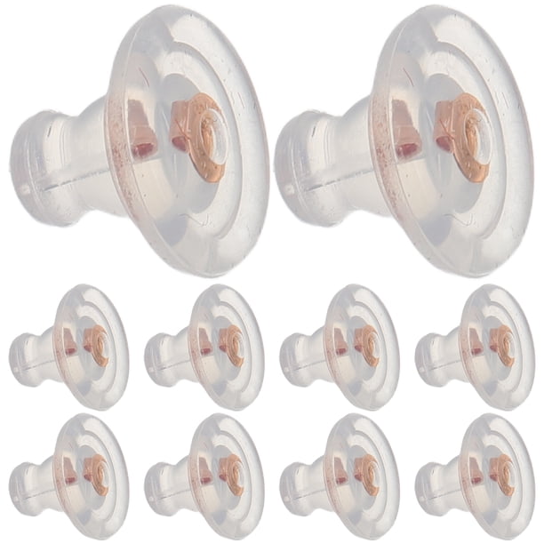 10 tapones de silicona transparente para pendientes, reutilizables, para hombres y mujeres