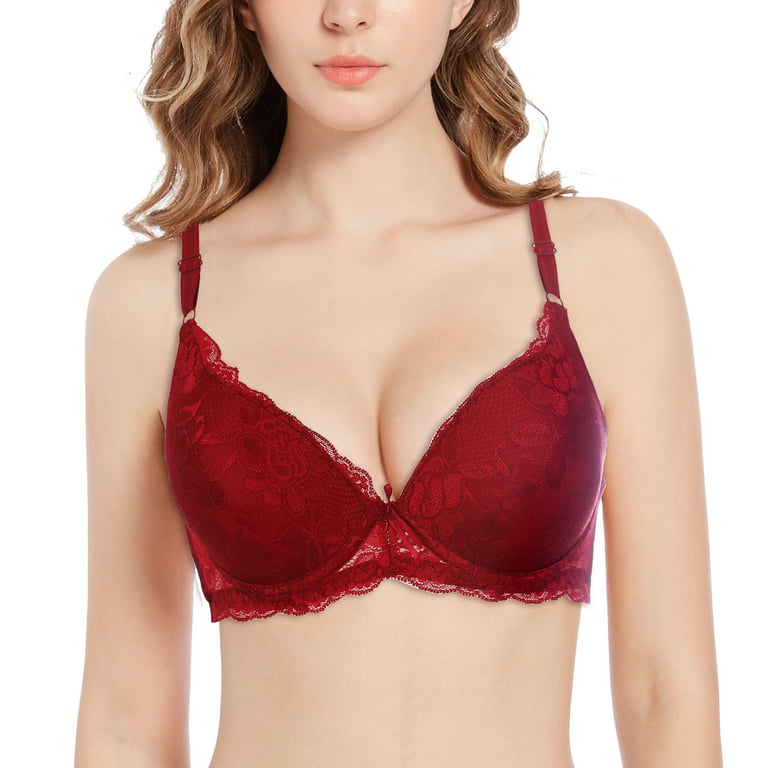 36C Bras for Women Underwire Push Up Lace Bra Pack Padded Contour
