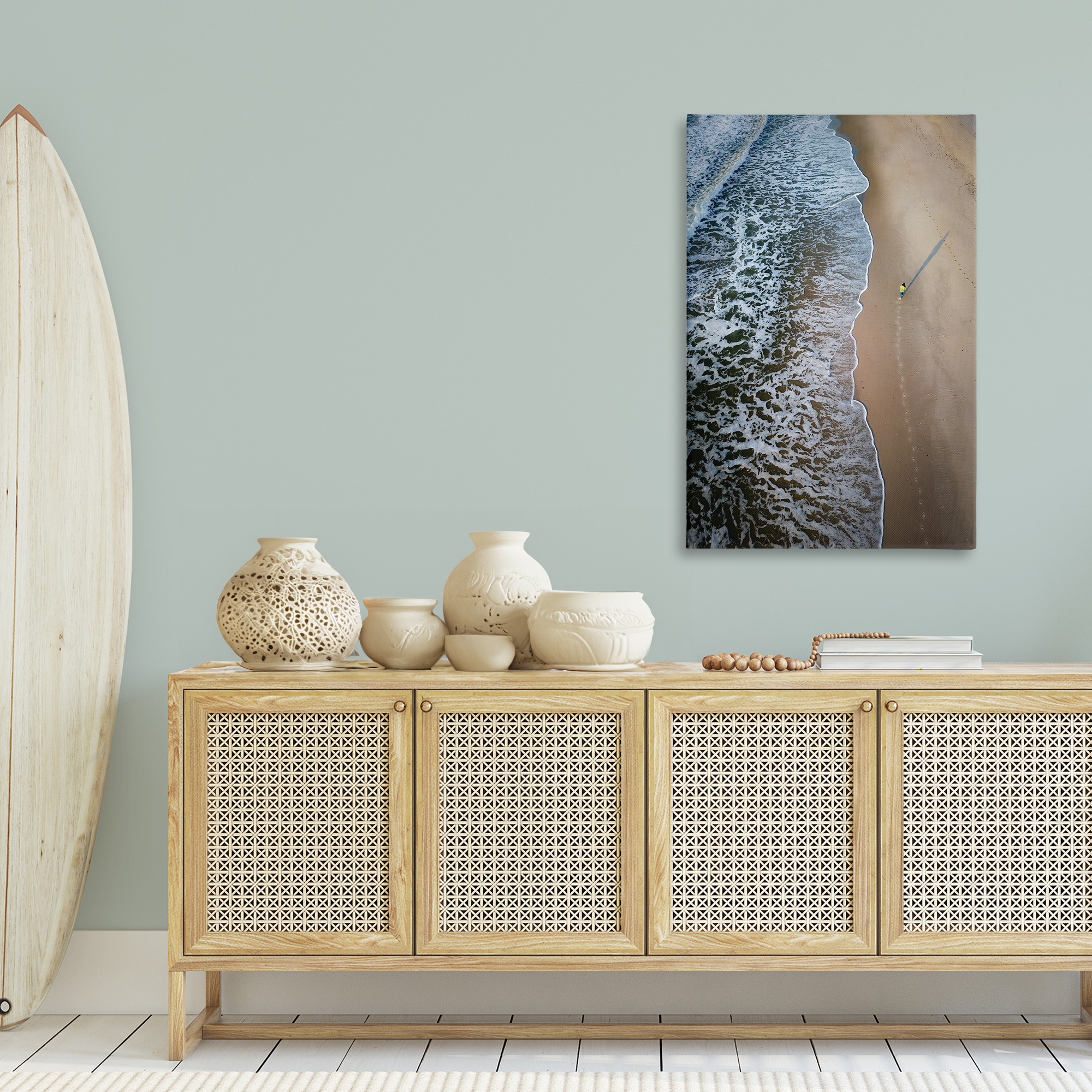 Stupell Industries Vertical Aerial Beach View Nautical & Beach Photography Wrapped Canvas Art Print Wall Art, 30 x 45
