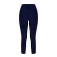 thumbnail image 3 of Mrat Ladies Work Trousers Women's Slim Fitting Solid Color Perforated Pencil Pants Leggings Casual Pants Pants Women Summer Trousers Dark Blue 3XL, 3 of 5