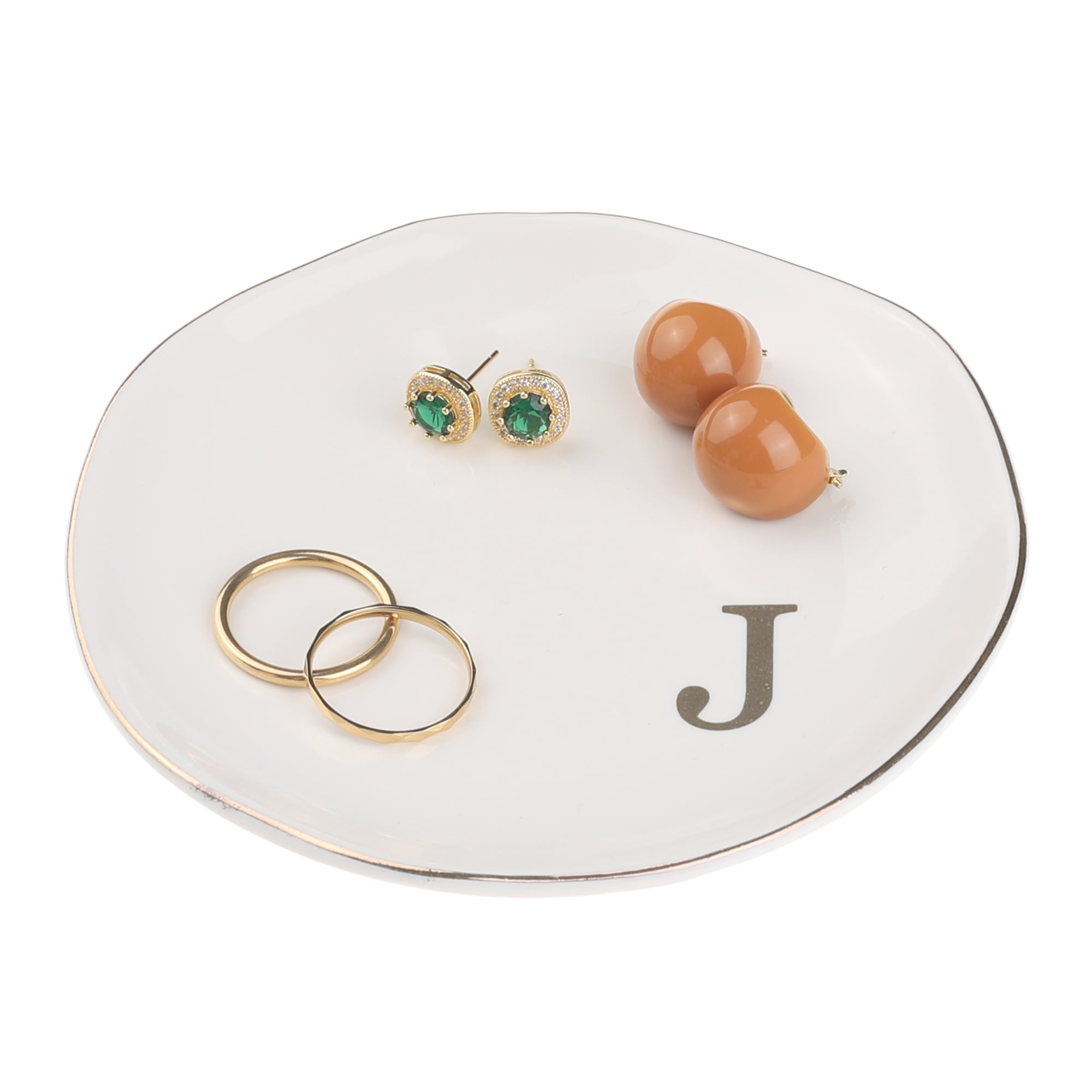 Unique Bargains Ceramic Jewelry Tray Decorative Trinket Dish Gifts Jewelry Boxes White-J