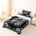 thumbnail image 5 of Homewish Skull Skeleton Letter A Twin Sheets,Halloween Gothic Floral Bedding,3 Pieces,1 Fitted Sheet and 1 Pillowcase, 5 of 6