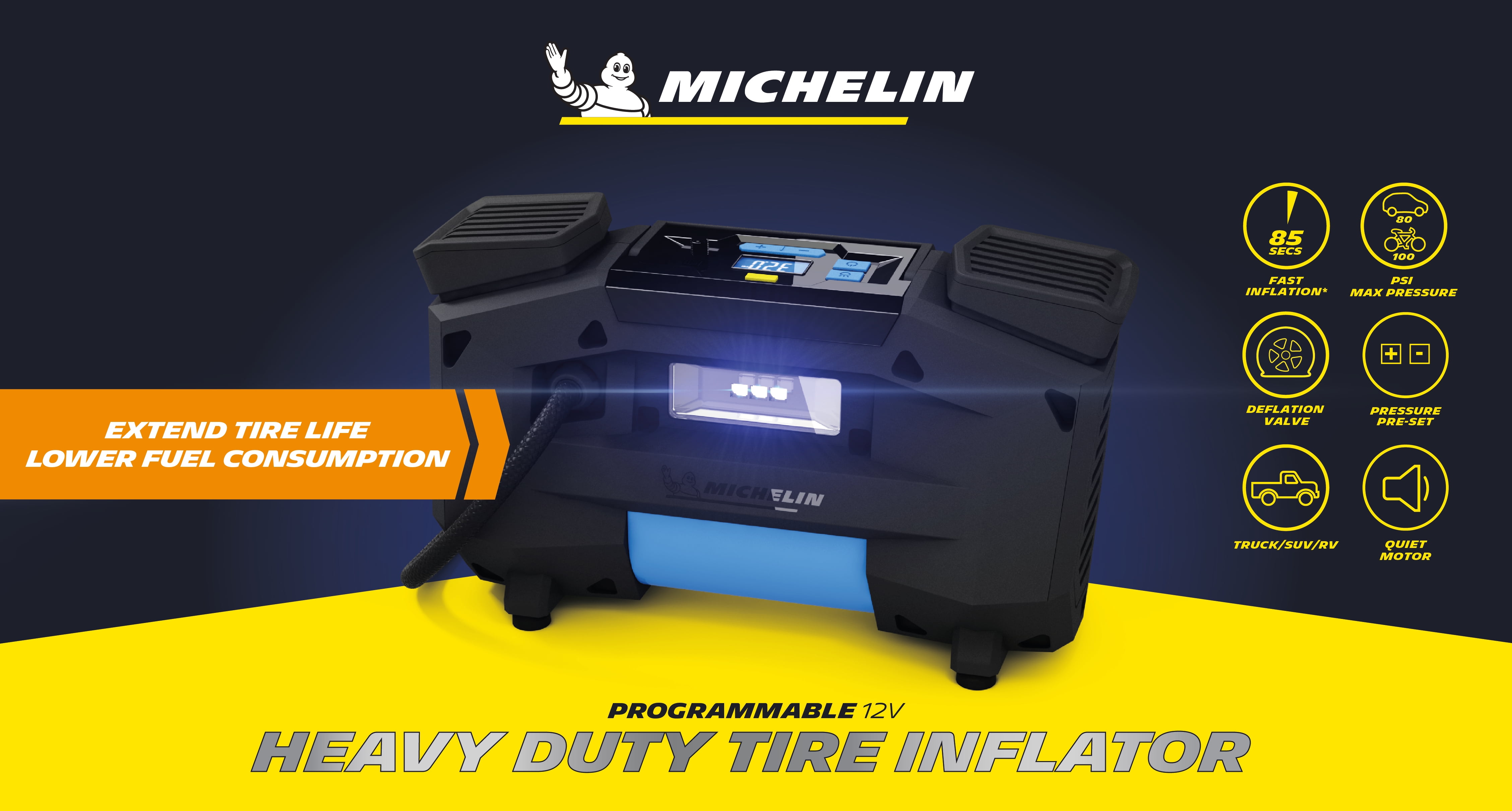 Michelin Super Fast Dual Piston Direct Drive 12 Volt Tire Inflator