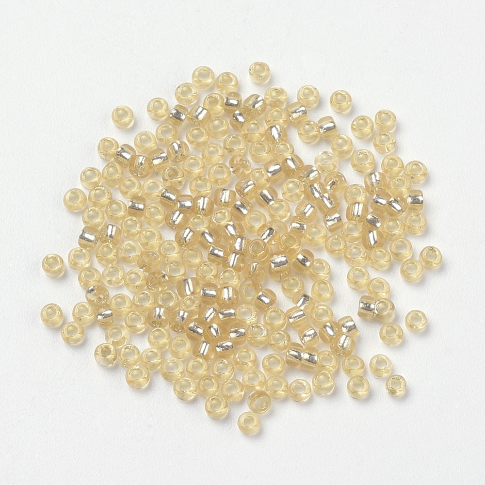 1Bag 12/0 Grade A Round Glass Seed Beads Silver Lined Pale Goldenrod 12/0 2x1.5mm Hole: 0.3mm about 30000pcs/bag
