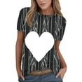 thumbnail image 1 of Gibobby Playera Corte clásico para Mujer Mujeres verano moda casual cuello redondo manga corta patrón amor Tie Dye Print T Shirt Top(Gris,XL), 1 of 4