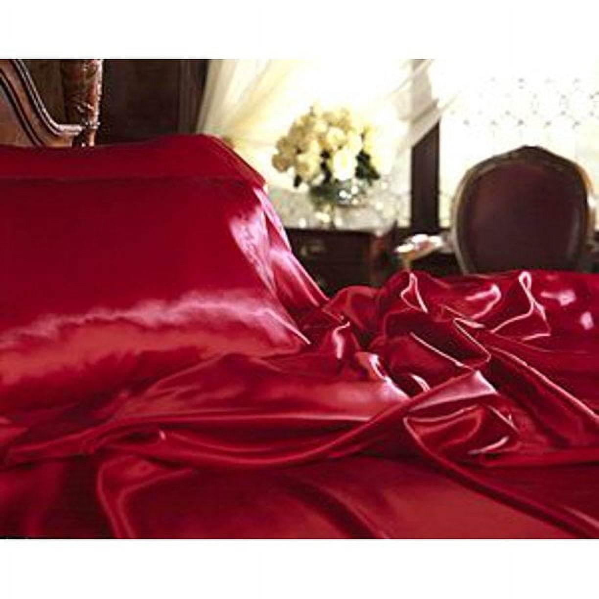 Reliable Bedding 100% Silk Satin Comforter, Silky Soft Quilt Luxury Hotel Quality Bedding Comforter Blood Red , Box Stitched, 300 GSM, Lightweight & Cozy Bedding For Better Sleep (Full/Queen, 90x90)