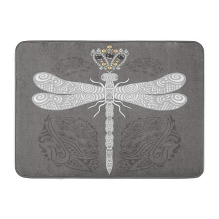Ornate Crown Settings - LADDKE Lacy Dragonfly in Ornate Doodle and Jewelry Crown Retro Pattern Victorian Doormat Floor Rug Bath Mat 30x18 inch