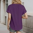 thumbnail image 2 of TYGHBN Women's Spring and Summer New Solid Color Round Neck Loose Short Sleeved T Shirt T Neck Tops for Women Women T Shirt Summer Spandex T Shirt Women Large Women's Tops Women Running Long Sleeve, 2 of 5
