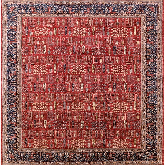 Ahgly Company Indoor Square Mid-Century Modern Light Copper Gold Oriental Area Rugs, 8' Square