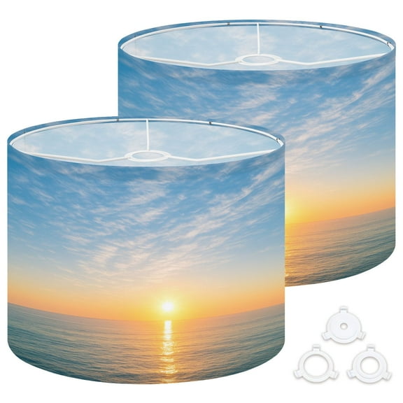 Lamp Shades Set of 2 Easy Assembly Sunrise Drum Lampshades for Table Lamps Floor Lamps Pendant Light 13"x13"x10" Replacement Lamp Shade