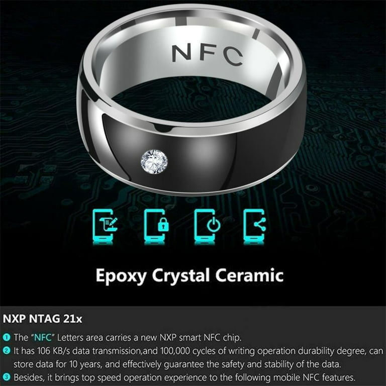 NEW Multifunctional Technology Android Phone Equipment Smart Intelligent NFC  Finger Ring Wearable Connect BLACK 10 