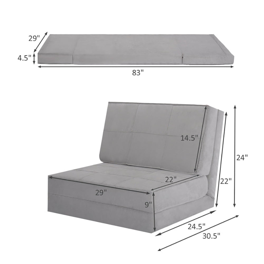 Finihen Convertible Sleeper Bed, Folding Sleeper Chair Sofa Bed, Convertible Lounger Folding Sofa Sleeper Bed, for Living Room, Bedroom, Apartment, Gray Finihen Convertible Sleeper Bed, Folding Sleeper Chair Sofa Bed, Convertible Lounger Folding Sofa Sleeper Bed, for Living Room, Bedroom, Apartment, Gray