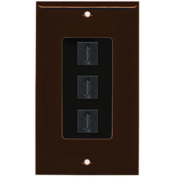 RiteAV - 3 Port HDMI Decorative Wall Plate - Brown/Black