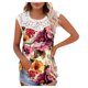 thumbnail image 1 of Camiseta sin mangas de encaje con estampado de mujer Camiseta sin mangas de empalme de cuello redondo Camiseta ligera y cómoda delgada OAVQHLG3B Store  lin121212, 1 of 5