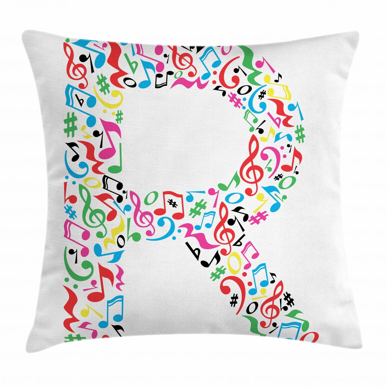 Letter R Throw Pillow Cushion Cover, Cool and Creative Arts Themed Typography Design Music