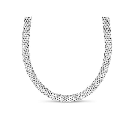 Forever New - Sterling Silver Rhodium-Plated 7mm Basketweave Chain ...