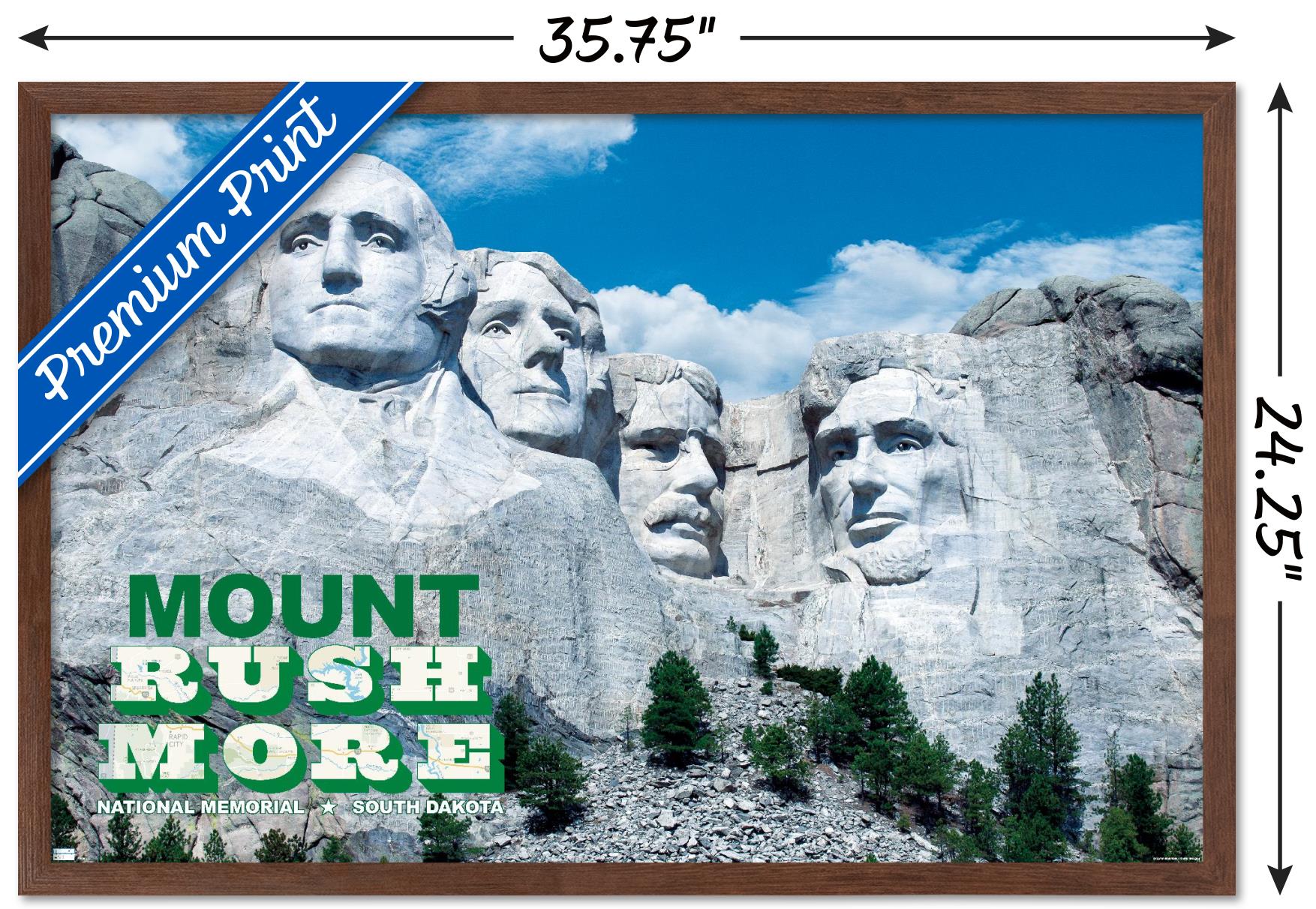 Mount Rushmore Wall Poster, 22.375" x 34", Framed