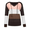 thumbnail image 5 of Gibobby Suéter de Punto mujer Casual Patchwork cuello en V manga larga con capucha suéter blusa Tops (Marrón, S), 5 of 5