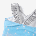 thumbnail image 4 of Disney Disney Frozen Elsa 1pc Toddler Girl Character Full Body Gradient Smudge Pattern Glossy Material Ruffle UPF 50+ Swimsuit, 4 of 7