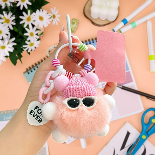Eoozwa Plush Animal Keychain Soft Stuffed Toy for Bag Charm Daily Use Safe Materials Cute Design