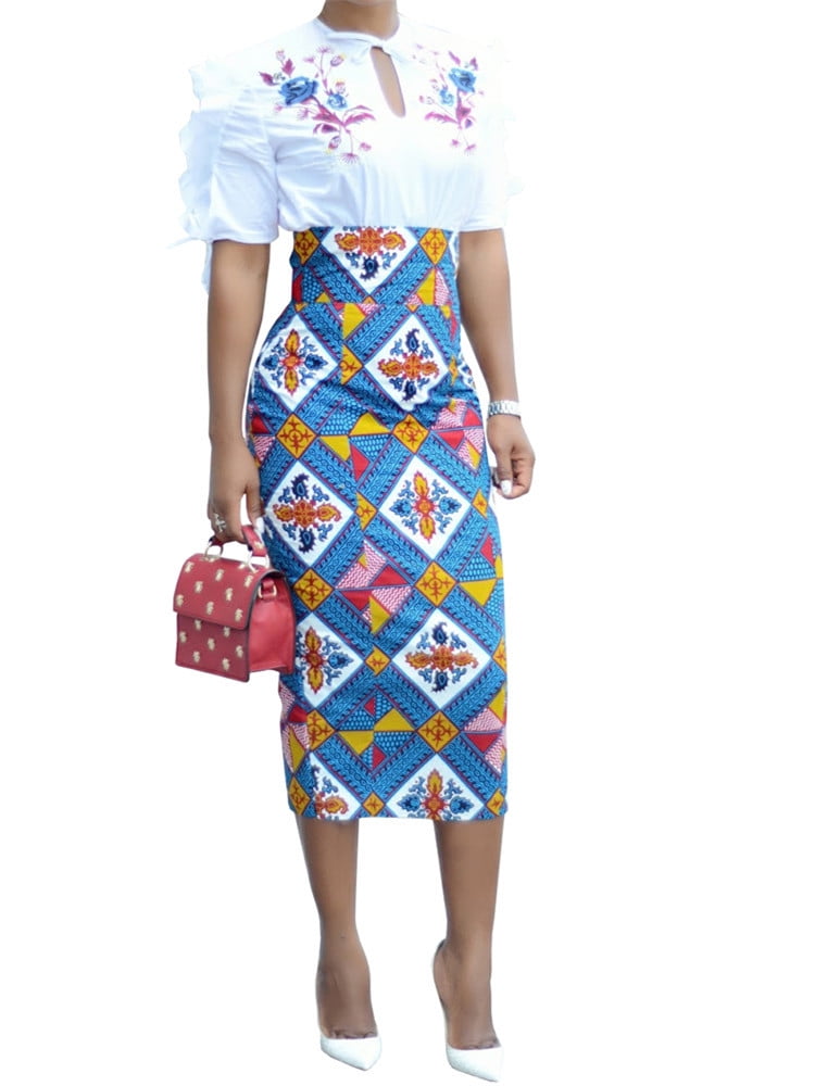 african print pencil skirt plus size