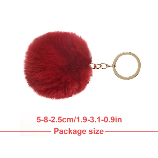 Ounissouiy Fuzzy Ball Llavero Encantadores Llaveros Multifuncional Conveniente Adorable Multi-colores Llaveros Mujeres Negro 4cm Artesanía Vino rojo 8cm Ounissouiy HA059936-12