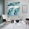 thumbnail image 5 of Marble Texture Kitchen Curtains Valances and Tiers Set of 3 Teal Gold Abstract Curves Impressionist Tier Curtains and Valance with Rod Pocket for Small Windows, 27.5"x36", 5 of 9