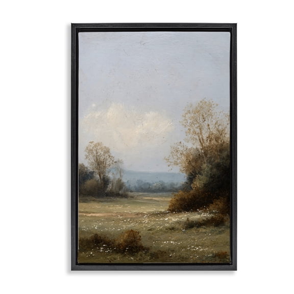 Stupell Industries Silent Little Meadow Black Framed Floater Canvas Wall Art, design by Petal Prints Design