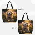 thumbnail image 2 of Pofeuu Sunset Daisy Dog Print Tote Bag for Women,Hobo HandBags with Zipper,Large Capacity Casual Shoulder Handbags with Inner Pockets, 2 of 7